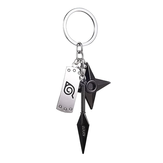 Naruto Anime Key Chains – Three Pendant Ninja Spinner Keychain